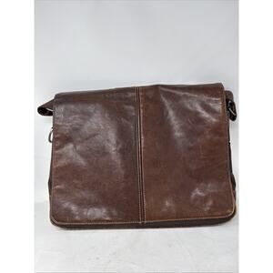 Boconi Garth Slimster Brown Leather Crossbody Messenger Laptop Bag